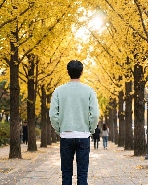A ginkgo avenue in full yellow