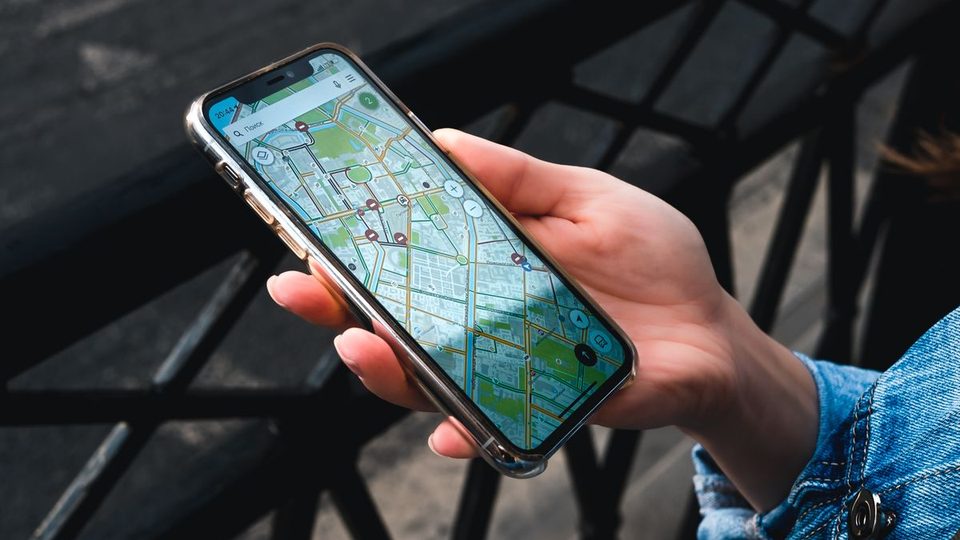 Phone with a map app